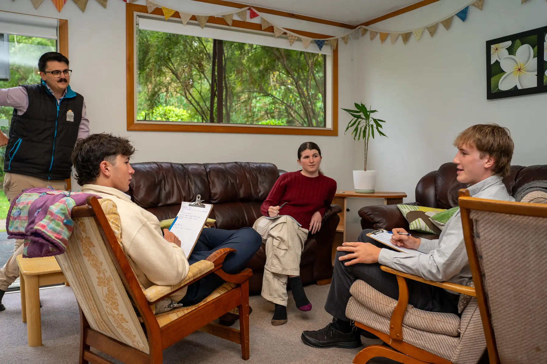Small group discussion during a retreat session